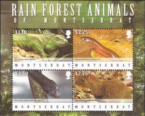 Montserrat 2009 Iguana/ Snake/ Lizard/ Agouti/ Reptiles/ Animals/ Nature/ Wildlife  4v m/s  (b5412z)