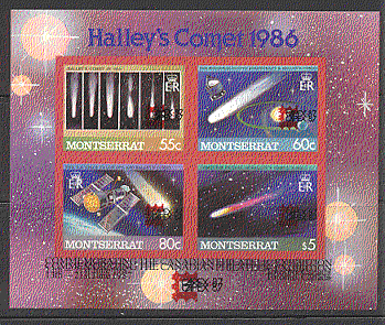 Montserrat Halley's Comet / SPACE dble o / p ERROR m b4828