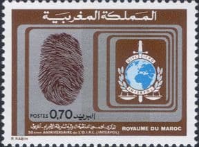 Morocco 1973  Interpol 50th Anniversary/ Police/ Law/ Order/ Fingerprint/ Badge  1v  (n46487)