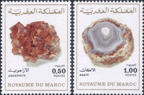 Morocco 1975  Agate/ Aragonite/ Minerals/ Mining/ Crystals/ Gems  2v set  (n45067t)