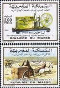 Morocco 1990 Postal Museum/ Morse Code Machine/Horses/ Cart/ Communications 2v set (n45067d)