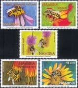 Namibia 2004 Honey Bees/ Insects/ Nature/ Flowers/ Plants/ Bee 5v set (b7667b)