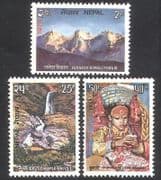 Nepal 1975 Tourism / Nature / Waterfall / Mountain / People / Kumari / Religion 3v (n38874)