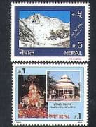 Nepal 1990 Mountains / Nature / Tourism / Temple / Buildings / Architecture 2v set n37208