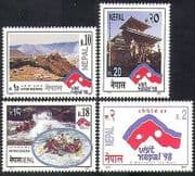Nepal 1997 Mountains / Sports / Tourism / Rafting / Temple / Buildings 4v set (n37204)