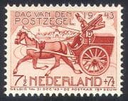 Netherlands 1943 Stamp Day / Horse / Mail Cart / Post / Transport / Animals 1v (n40985)