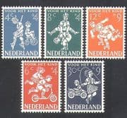 Netherlands 1958 Child Welfare / Children's Games / Bike / Car / Scooter 5v set (n37985)