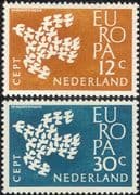 Netherlands 1961 Europa/ Doves/ Birds/ Nature/ Peace/ Animation/ Design 2v set (ex1029)