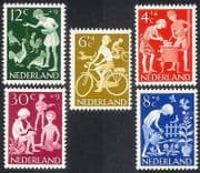Netherlands 1962 Welfare Fund / Children / Cycling / Bikes / Music / Chickens 5v (n39912)