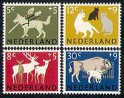 Netherlands 1964 Guide Dog/ Blind/ Cat/ Welfare Fund/ Nature/ Animals/ Deer 4v set (n29798)