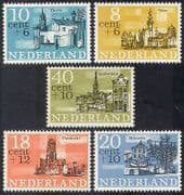 Netherlands 1965 Welfare Fund / Buildings / Architecture / Boats / Church 5v set n39904