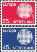Netherlands 1970 Europa/ CEPT/ Communications/ "Flaming Sun" Design 2v set (ex1129)