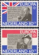 Netherlands 1980 Europa/ Churchill/ Queen Wilhelmina/ Politics/ WWII/ People/ History 2v set n46374