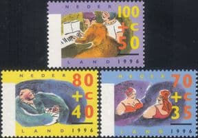 Netherlands 1996  Health & Welfare Fund/ Music/ Piano/ Swimming/ Elderly  3v set  (n29826)