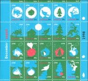 Netherlands 1998 Christmas/ Greetings/ Hares/ Deer/ Birds 20v s/a sht (n36459g)