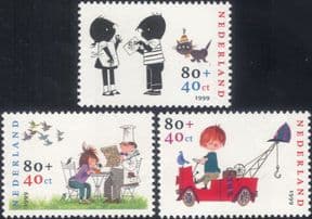 Netherlands 1999  Welfare Fund/ Cat/ Truck/ Cartoon Book Characters  3v set (s2885f)