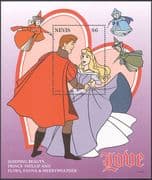 Nevis 1996 Disney/ Sleeping Beauty/ Prince/ Films/ Cinema/ Cartoons 1v m/s (b3126)