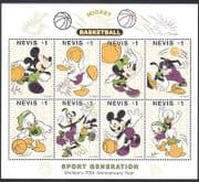 Nevis 1998 Disney / Mickey Mouse / Basketball / Sports / Games / Animation 8v sht (d00235)