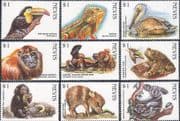Nevis 1998 Endangered Birds/ Animals/ Nature/ Pelican/ Bear/ Monkey/ Toad 9v (b7490b)