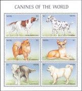 Nevis 2000  Setter/ Dalmatian/ Sheepdog/ Samoyed/ Dogs/ Animals/ Pets/ Nature  6v sht  (b674s)