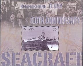 Nevis 2004  D-Day 60th/  WWII/ Military/ Navy/ Battles/ War/ Ships  1v m/s  (n15405h)