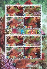 Nevis 2007  Parrotfish/ WWF/ Fish/ Marine/ Nature/ Conservation/ Coral  8v m/s  (b6548u)