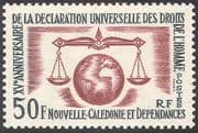 New Caledonia 1963 Declaration of Human Rights 15th Anniversary/ Scales of Justice/ UN 1v (n42108)
