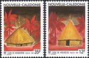 New Caledonia 1991 Traditional Houses/ Buildings/ Palm Trees/ Nature 2v set (n46108)