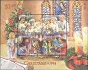 New Zealand 1994 Christmas/ Nativity/ Choir/ Candles/ Family 4v m/s (n20638)