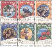 New Zealand/NZ 1997 Christmas/ Greetings/ Carol/ Music/ Sailing Ship 6v set blk (n17318)