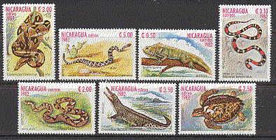 Nicaragua 1982 Reptiles / SNAKES / Turtle 6v set ref:b8279