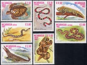 Nicaragua 1982 Reptiles/ Snakes/ Turtle/ Crocodile/ Iguana/ Nature/ Animals/ Lizard  6v set  (b8279)