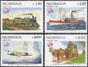 Nicaragua 1982 UPU/ Steam Engine/ Trains/ Rail/ Ship/ Planes/ Postal Transport 4v set (s1912m)