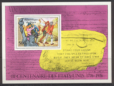 Niger 1976 Animated Military / Bicentenary of USA 1776-1976 m / s ref:s142