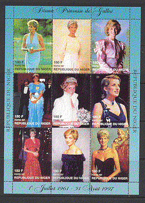 Niger 1997 Diana, Princess of Wales 9v sht ref:b1182