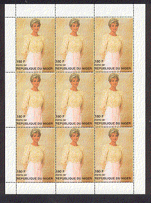 Niger 1997 Diana, Princess of Wales 9v sht ref:b9015