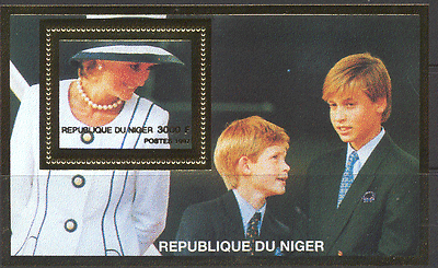 Niger 1997 GOLD Diana / Princes William / Harry m / s s2996