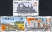 Nigeria 1980 Steam Engines/ Locomotives/ Wagons/ Transport/ Rail 3v set (s703c)