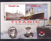 Niuafo'ou 2012 Titanic/ Ships/ Boats/ Shipwrecks/ Transport/ People 2v m/s (b2003x)