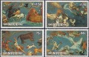 Niue 1986 Halley's Comet/ Space/ Astronomy/ Art/ Artists/ Paintings/ Satellites 4v set (b8008a)