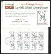 Norfolk Is 2001 Green Parrot / Birds 40v bklt vfu n21703