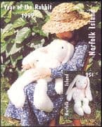 Norfolk Island 1999 YO Rabbit/ Animals/ Lunar Zodiac/ Greetings/ Luck 1v m/s b9257