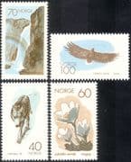 Norway 1970 Nature Conservation/ Wolf/ Eagle/ Waterfall/ Flowers/ Birds/ Animals/ Plants/ Falls/ Raptors/ Environment/ Nature/ Wildlife 4v set(n43412)