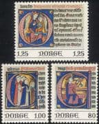 Norway 1977 Christmas/ Greetings/ Bible/ Miniatures/ Art/ Paintings/ Painters/ Manuscripts/ Writing 3v set (n44872)