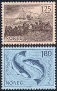 Norway 1977 Fishing Industry/ Boats/ Fish/ Nets/ Business/ Commerce/ Trawler/ Art 2v set (n44869)