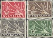 Nyasaland 1934 Leopard/ Sun/ Cat/ Animals/ Nature 4 x low value definitives (n19778)