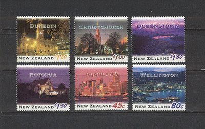 NZ 1995 Cities at Night / Tourism / Harbour 6v set (n18852)