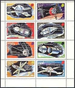 Oman Space  /  Churchill  /  John Glenn Return to Space  /  Silver ERROR o  /  p 8v sht (b8521)