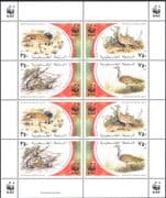 Palestine 2001 WWF/ Endangered Birds/ Bustard/ Nature/ Wildlife/ Conservation 8v sht (b6299)