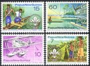 Papua New Guinea/PNG 1976 Planes/ Aircraft/ Aviation/ Scouts/ Canoe/ Transport 4v set (n21411)